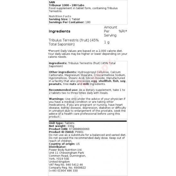 San - Tribuvar 1000 180 tablets San